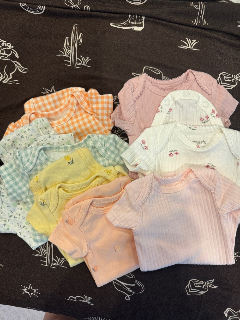 Carter's Pastel Baby Onesie Bundle - Yellow, Pink, Mint, Orange, White